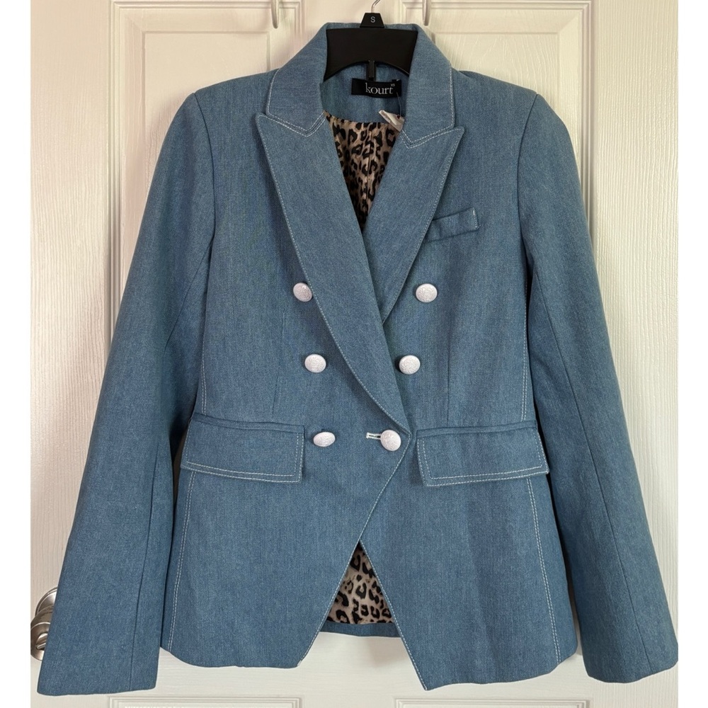 Kourt Double Breasted Denim Blazer